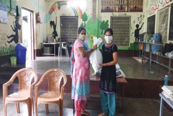 Food kits are distributed to every child on premises